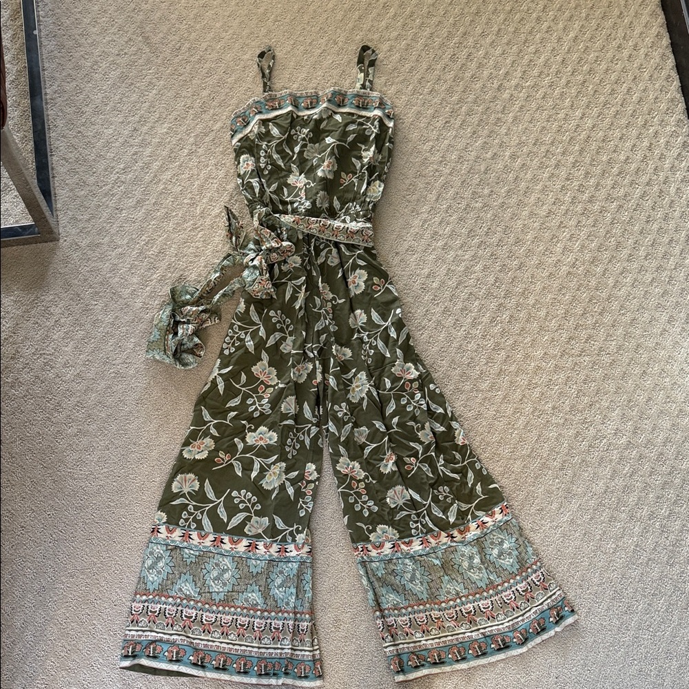 Sundance Olive Floral Jumpsuit